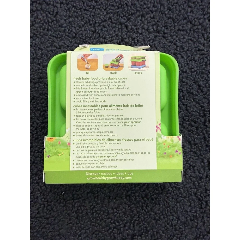 Green Sprouts Tempered Glass Leak-proof Baby Food Cubes 2oz 4-Pack Stackable